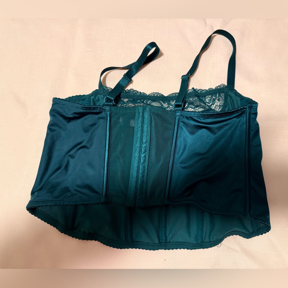 Torrid Teal Lace Trim Bustier, Size 1 - Picture 3 of 6